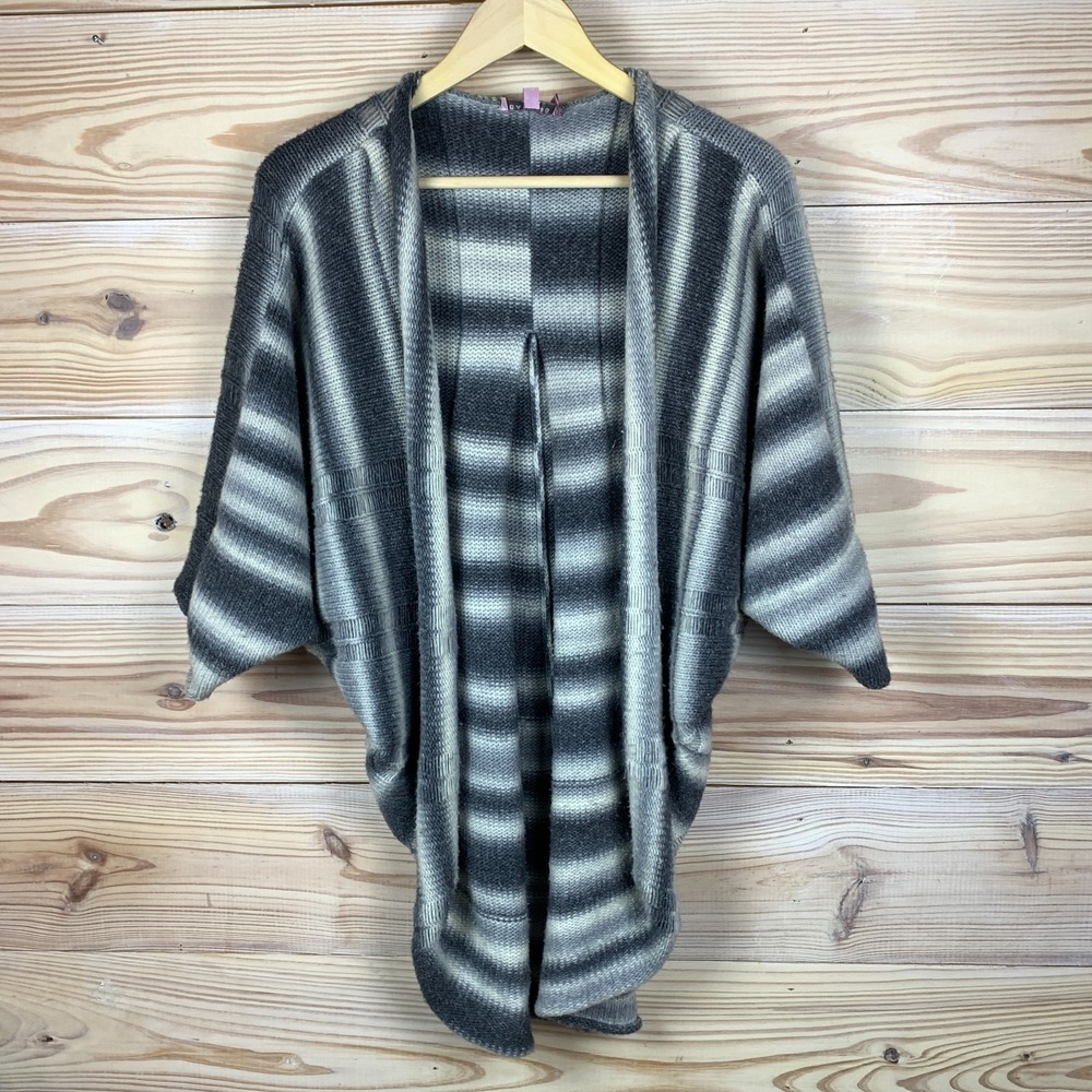 Calypso St Barth Cocoon Cardigan Sweater Womens 0 Small Woven Chunky Gray Stripe